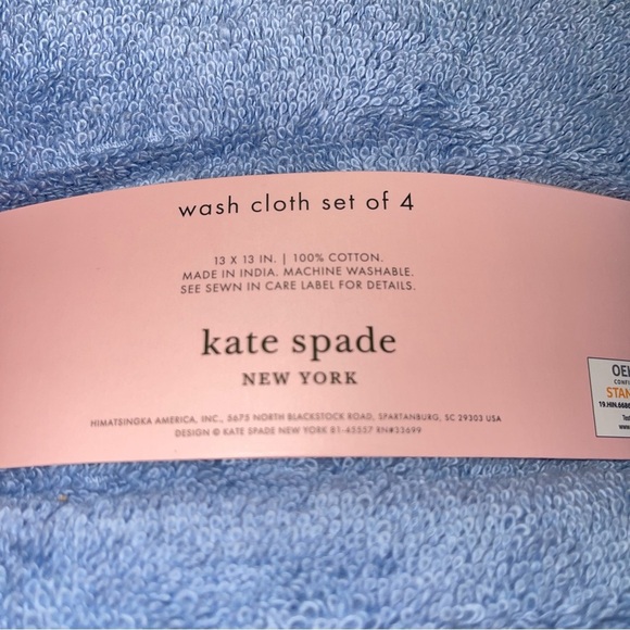 Kate Spade Washcloths Dusty Blue Set of 4 NWT - Picture 8 of 8